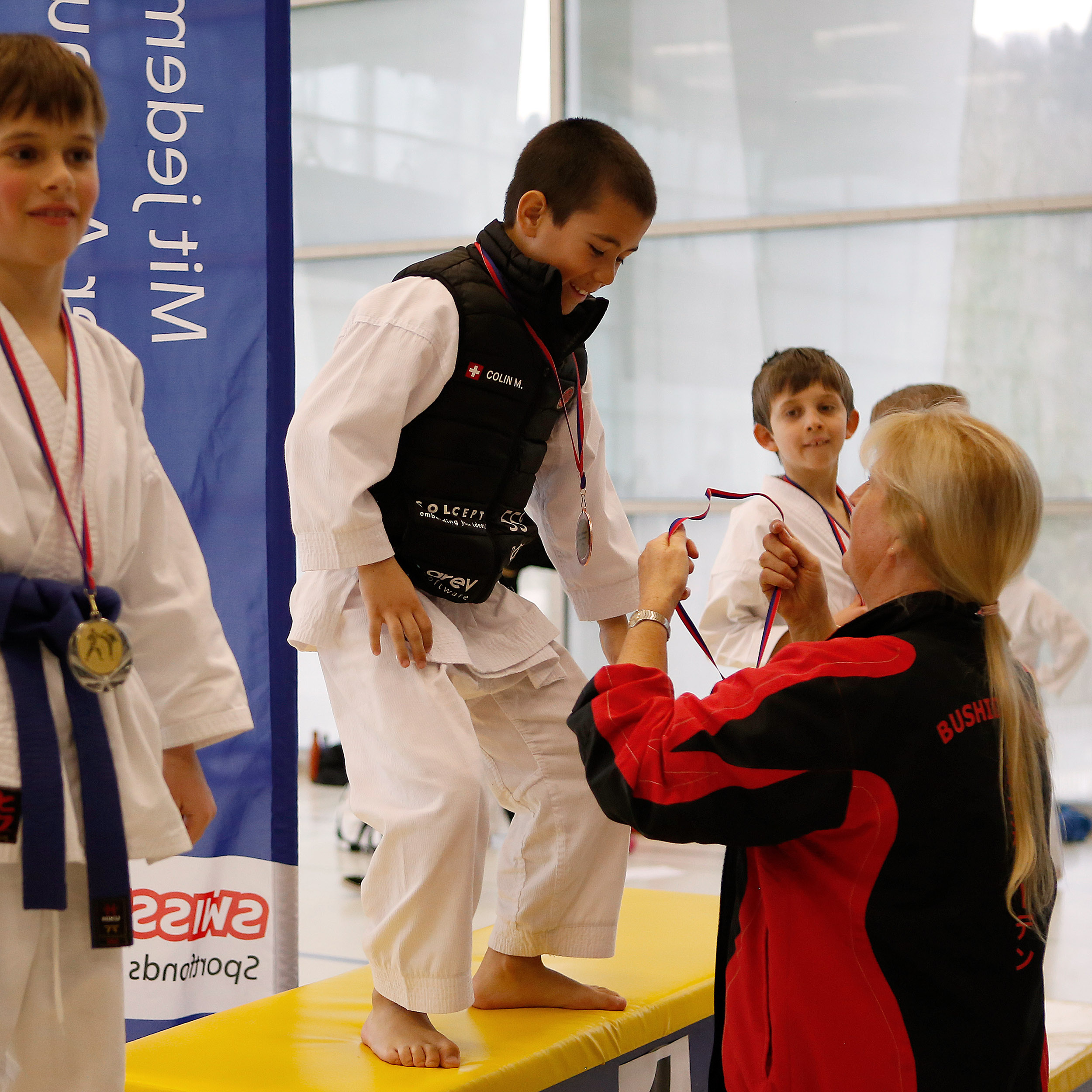 Colin McGuinness at the Junior Karate League in Brugg/Windisch 2023 Colin McGuinness receiving his second medal at the Junior Karate League in Brugg/Windisch 2023